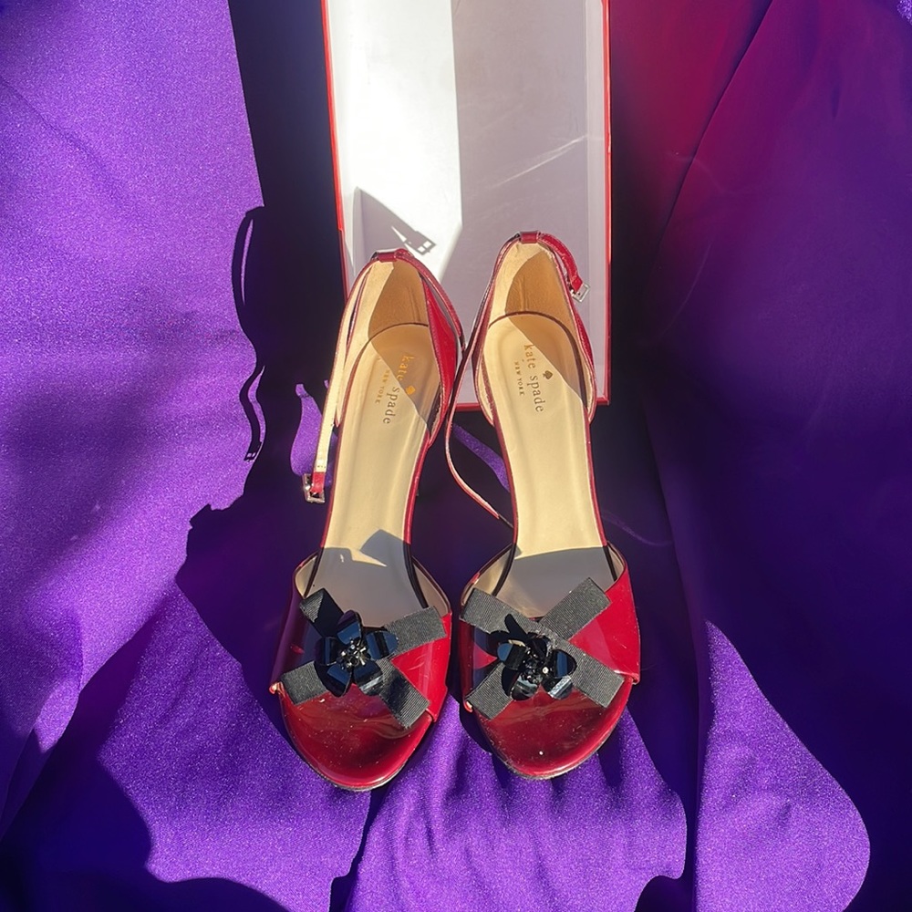 Kate Spade Open Toe Heels Red Size 10